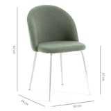 thumbnail of Lot de 2 chaises en tissu teddy d’intérieur, pieds en métal, rembourrées pour cuisine, salle à manger, restaurant – Sara Teddy – Vert sauge/Argent