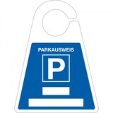 thumbnail of Parkausweis mit Parkplatzzeichen, zum Beschriften, blau, Kunststoff, 120x165mm I 10 Stk