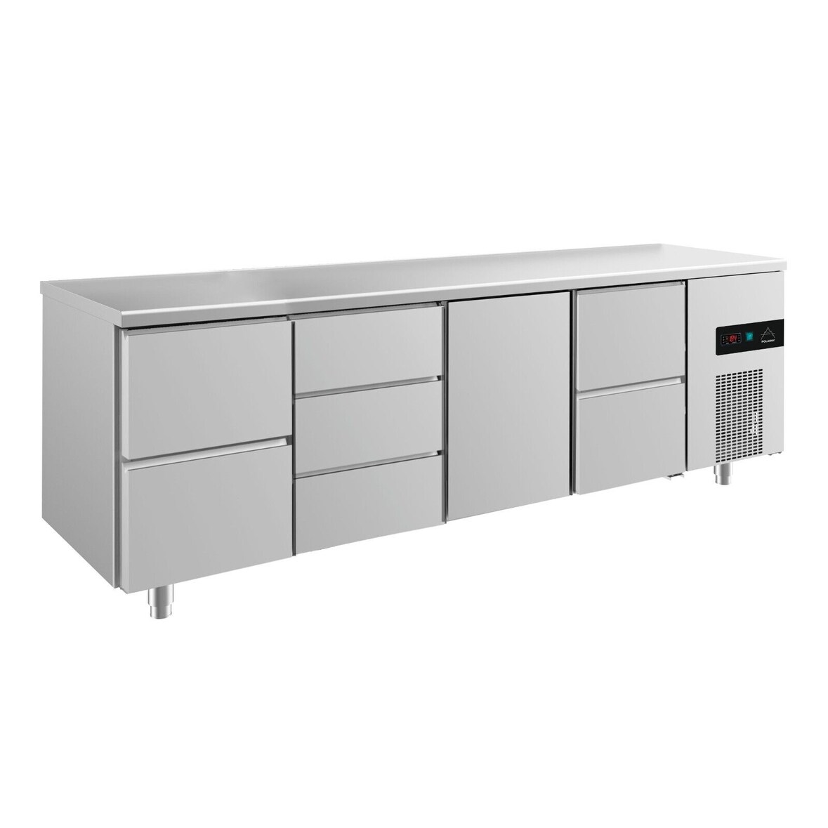 Gastro Kühltisch 1 Tür 7 Schubladen Umluftkühlung 2330x700x850mm -2/+8°C 632l ISO 50