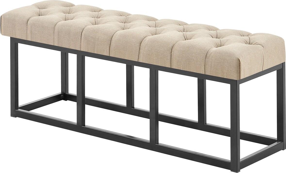 Sitzbank MEXICO - Stoff Taupe 120x38x46 cm | Sitzbank Flur Sitzhocker Esszimmerbank Polsterbank Schlafzimmerbank