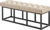 thumbnail of Sitzbank MEXICO - Stoff Taupe 120x38x46 cm | Sitzbank Flur Sitzhocker Esszimmerbank Polsterbank Schlafzimmerbank