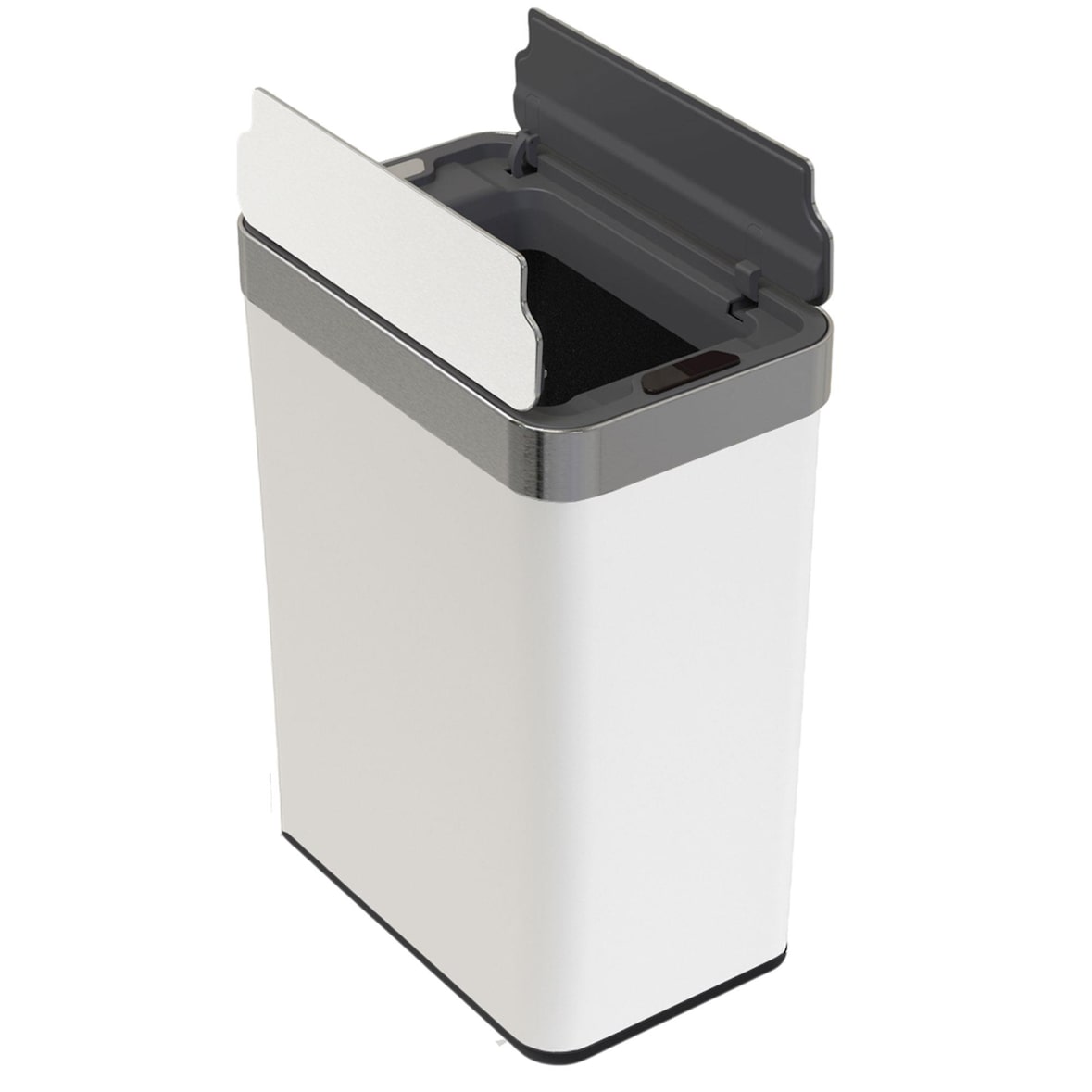 WellHome - Pattumiera in acciaio inox con sensore automatico e coperchio ad alette, bianco, 70L - 41 x 26,5 x 77 cm