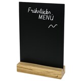 thumbnail of HMF 46452 Acryl Tischaufsteller Kreidetafel mit Holzfuß, T-Aufsteller, DIN A5, Schwarz