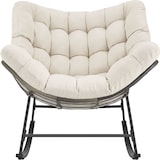 thumbnail of tectake Sillón mecedora TAMI, acolchado, con cojín, asiento lavable, estructura acero, 93x99.5x89 cm, beige