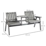 thumbnail of Gartenbank aus Holz in Grau, 152x70x83 cm, 2-Sitzer mit integriertem Tisch und Regenschirmloch