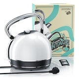 thumbnail of Arendo Wasserkocher 1,7 l, 2200 W, Edelstahl, Retro Style, Vintage, Überhitzungs & Trockenkochschutz, weiß