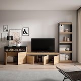 thumbnail of Muebles de Salón para TV, 310x35x186cm, Para TV hasta 65", Chimenea eléctrica, Roble y negro _ 100_2