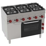 thumbnail of EURAST - Fogão a gás de 6 queimadores 1 forno conv. elétrico 440x380 - 1050x600x850 mm - 19,8 Kw + 2,5 Kw 230/1V - 42800311