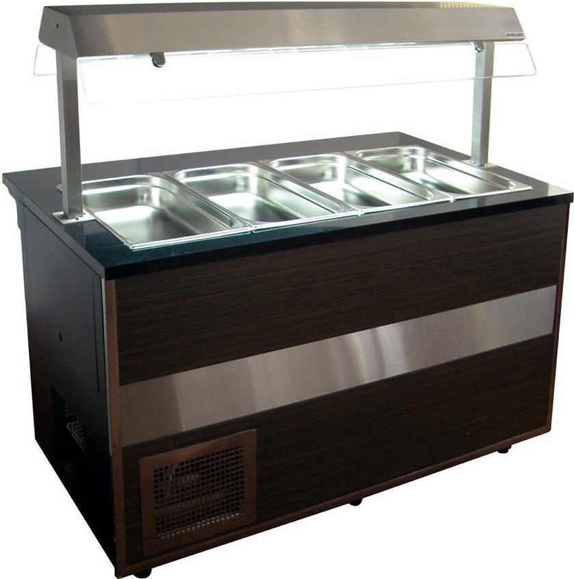 Gastro Kühltheke Kaltetheke Salatbar Kühlvitrine 1000x800x1350mm, für 2x 1/1GN, 1x 2/4GN