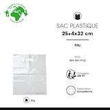 thumbnail of Bolsa de plástico blanca con asas recortadas de PEBD reciclado 25 x 32 + 4 cm por 1000 - Gimex