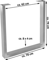 thumbnail of Tischgestell 2er Set Roheisen lackiert 70x10x74 cm silber U-Gestell