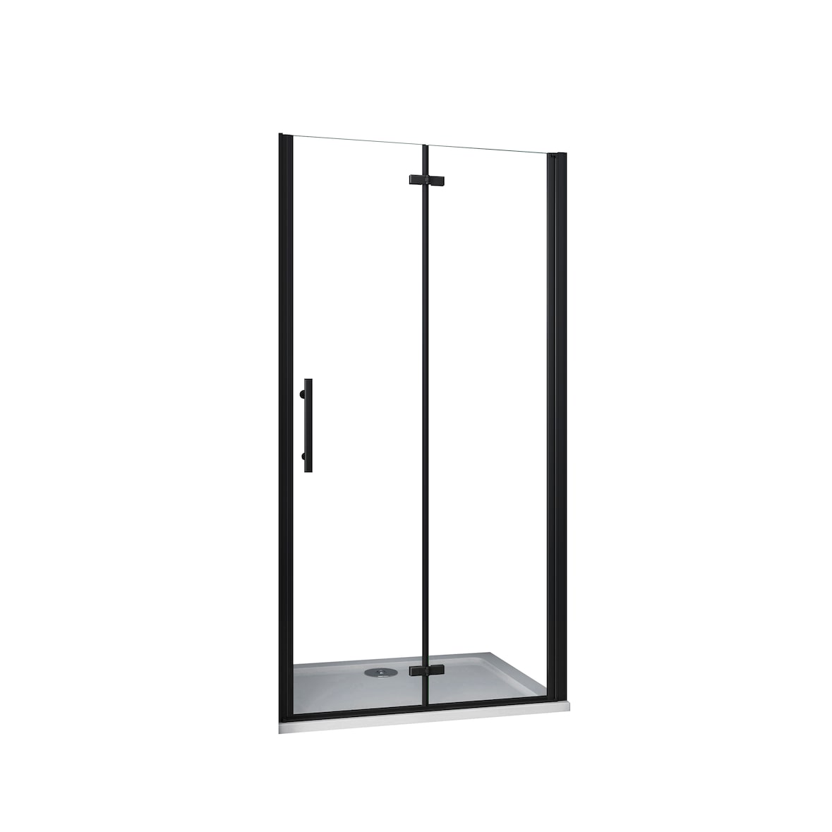 AICA Mampara de ducha dos hojas plegables vidrio easyclean 5mm,perfil negro,(686-716)x1900mm