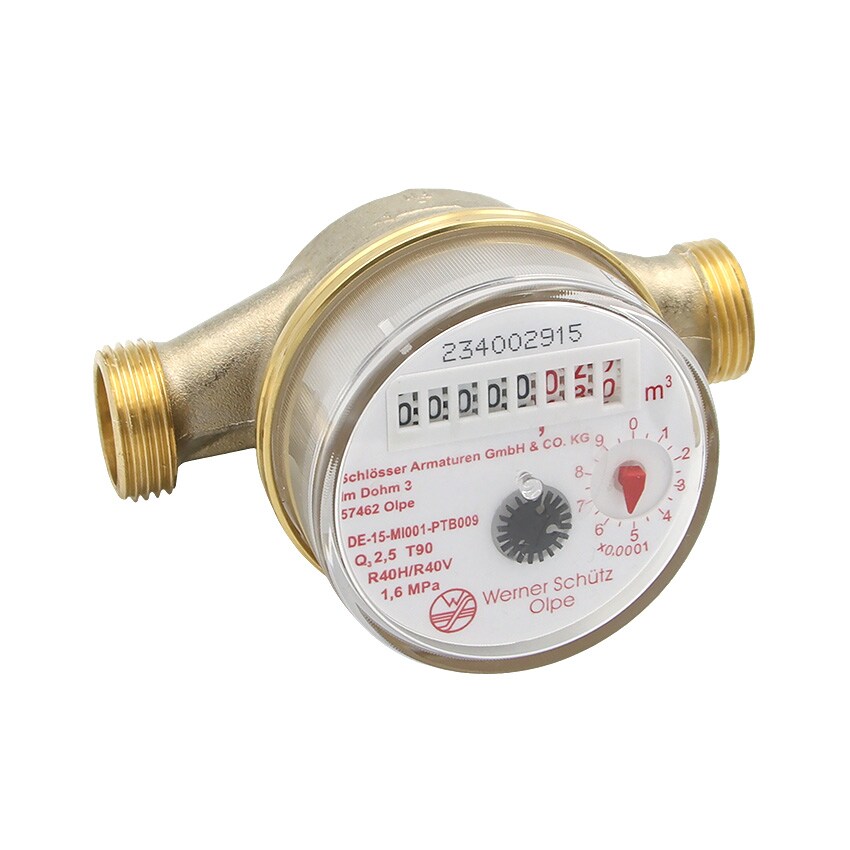 Wasserzähler Wasseruhr geeignet für 1/2 Zoll Rohre 110mm warm 2024 geeicht