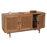 thumbnail of Sideboard HWC-M47, Schrank Kommode Highboard Anrichte, Staufächer, Rattan Akazie Massiv-Holz gebeizt 82x160x45cm 38kg