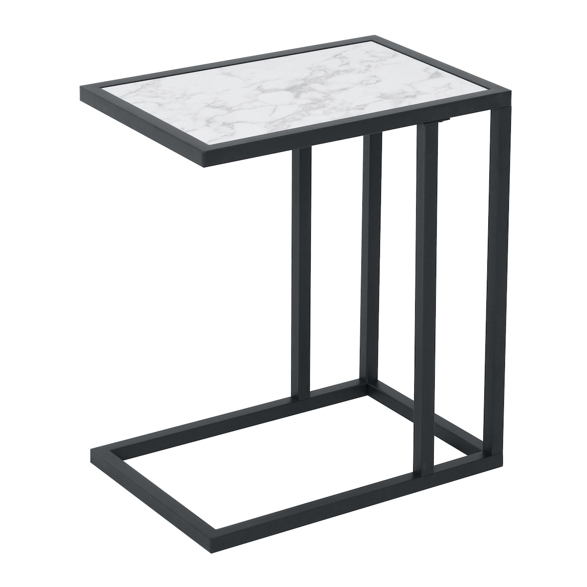 HOMCOM Mesa de Apoio para Sofá Moderno Mesa de Apoio com Imitação de Superfície de Mármore Moldura de Metal Economia de Espaço 45x30x51.5 cm Branco