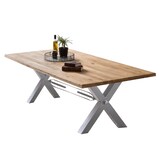 thumbnail of SIT Möbel Eettafel 220 x 100 x 76 cm | Tafelblad 40 mm | natuurlijke wilde eik | X-frame metaal antiek zilver | 15882-40 | Serie TABLES & CO