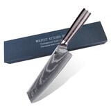 thumbnail of WOLFCUT - Damaskus Kiritsuke Messer mit schwarzem Pakkaholzgriff 20 cm Klinge 67-lagiger Damaszenerstahl mit Geschenkbox