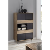 thumbnail of Möbilia Highboard | 5 Türen,4 offene Fächer | MDF mit glatter Nachbildungsfolie | antrhazit-natur  B78xT39xH130cm|25020100