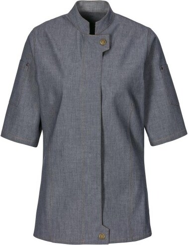 231 - Damenkochjacke Modern, Kurzarm, Denim, Fb. navy : navy 100% Baumwolle 269 g/m² 4XL