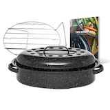 thumbnail of GRANITEWARE - Roaster Cocotte im Mittelformat - Emaillierter Stahl - Oval - 4L - Ultraleicht - Kochrost aus Edelstahl + Buch mit 35 Rezepten