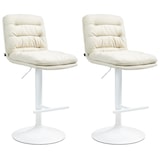 thumbnail of Conjunto de 2 bancos de bar em tecido Damar creme/branco