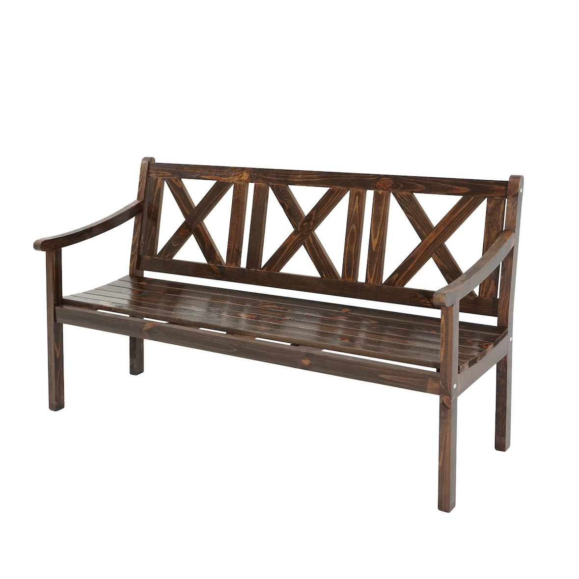 Gartenbank Kopenhagen, Sitzbank Parkbank Holzbank, 3-Sitzer Gastronomie-Qualität Massiv-Holz 160cm ~ dunkelbraun