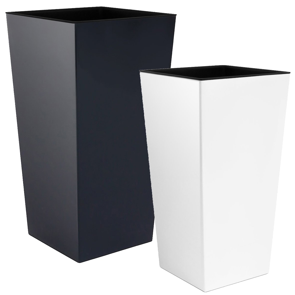 WellHome - Juego de 2 Macetas Altas 26,6/49L en color Blanco y Negro