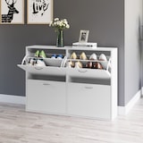 thumbnail of HOMCOM mueble zapatero blanco zapatero moderno con 4 cajones abatibles para 16-24 pares de zapatos para pasillo entrada 120x24x81 cm