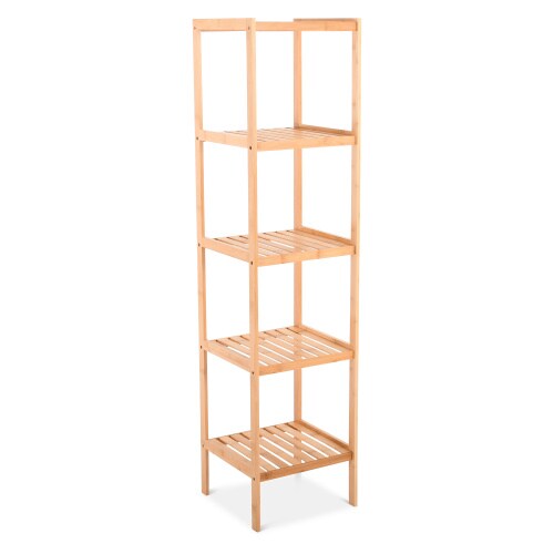 Badregal & Standregal, Bambus, 5 Böden, 140 cm hoch, Standregal aus Holz & Aufbewahrungsregal für Bad, Küche oder Wohnraum | Raburg Keda