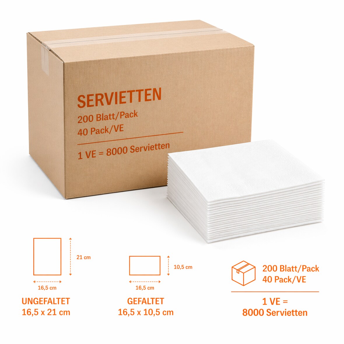 Servietten weiß 16 x 21 cm 8000 Servietten für Torkspendersystem N4 | 2lag V-Falz