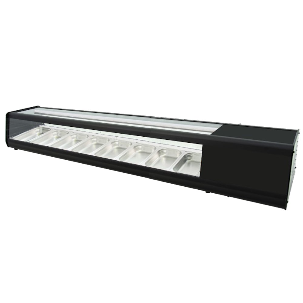 Gekoelde tapasvitrine met 4 gn 1/3 recht glas - 1810x400x300 mm - 160 W 230/1V - 13R88184 Eurast