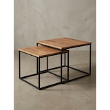 thumbnail of Industrie-Stil Wohnzimmertisch 2er Set, Holz & Metall, Quadratisch. 60x60x46 cm | Kadima Design