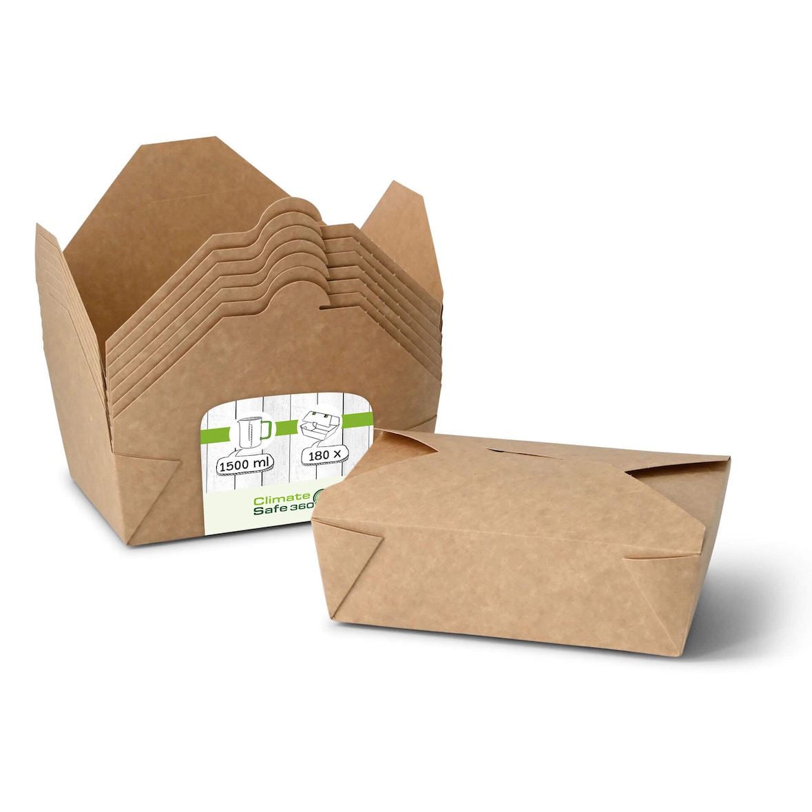 greenbox - Caja de cartón para llevar 1500 ml, marrón, 180 ud.