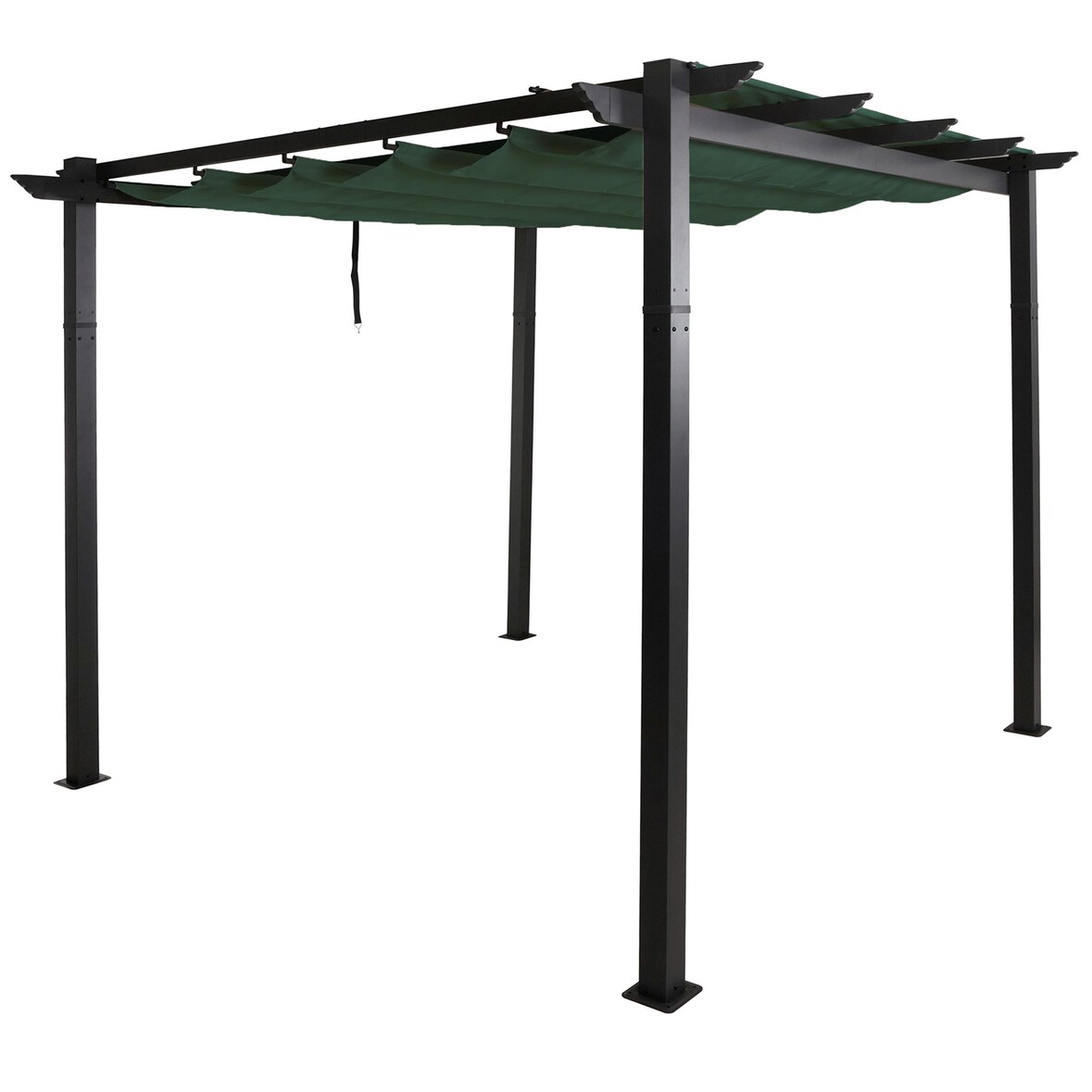 Aluminium Pergola HWC-N93, Gartenpavillon Pavillon Garten, stabiles 8cm-Gestell Schiebedach UV50+ 3x3m ~ grün