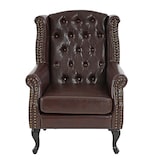 thumbnail of Sessel Relaxsessel Clubsessel Ohrensessel Chesterfield, Kunstleder ~ antik-braun mit Ottomane