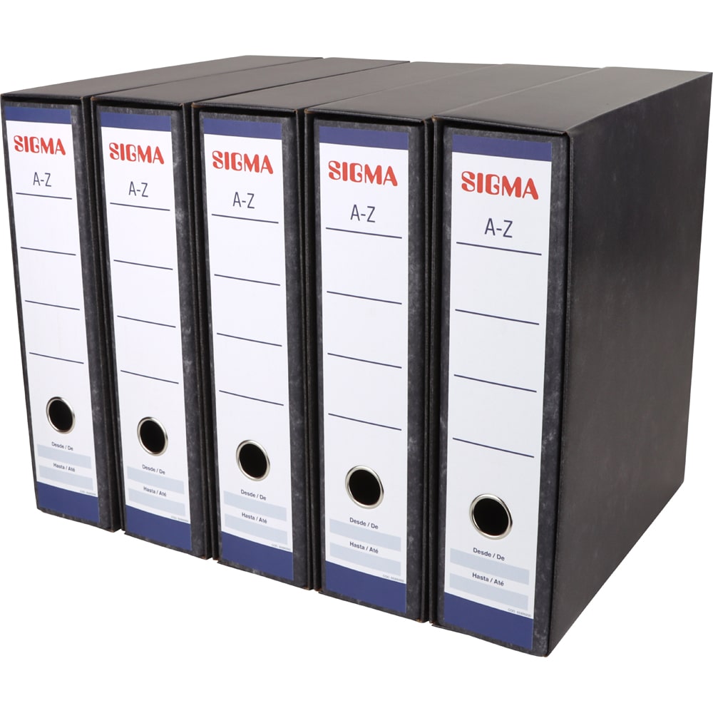 Sigma - 5 archivadores,  A4, sin rado,  con caja retractilada