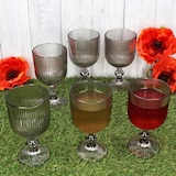 thumbnail of Agata 6x Rotweingläser grau 290ml Glas Relief Weißwein-Kelch Rotwein Wasser