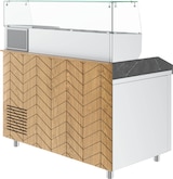 thumbnail of Gastronics Pizzakühltisch Premium – Kühltheke mit schwarzem Compact im Marmor-Design, Fischgrätenverkleidung, LED 2 Türen 154 x 80 x 145 cm