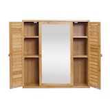 thumbnail of Décoshop26 - Badezimmer-Wandschrank mit Spiegel 3 Einlegeböden 3 Türen Bambus 60x60x15 cm 04_0005765