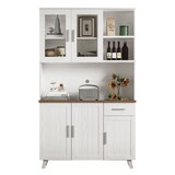 thumbnail of Hochschrank 114x40x190 cm mit Rustikaler Holzmaserung in Weiß und Braun, ideal für Wohnzimmer und Esszimmer