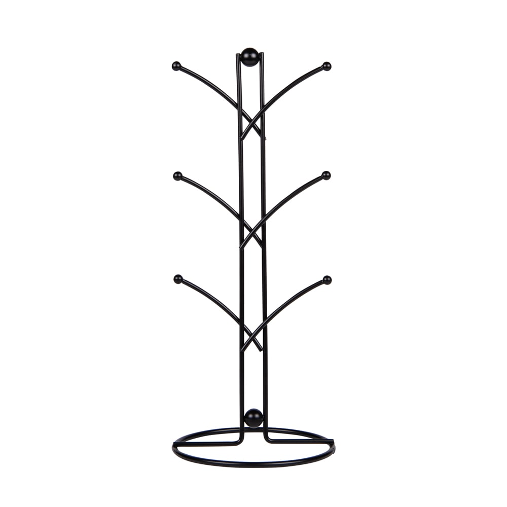 Porte 6 mugs noir 16x39 cm -  Rectangulaire Métal Table Passion 16.00x16.00 cm