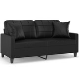 thumbnail of vidaXL 2-Sitzer-Sofa mit Zierkissen Schwarz 140 cm Kunstleder