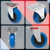 thumbnail of PRIOstahl Transportrollen 80mm Rollensatz 2 Lenkrollen + 2 Lenkrollen mit Bremse Blau Schwerlast