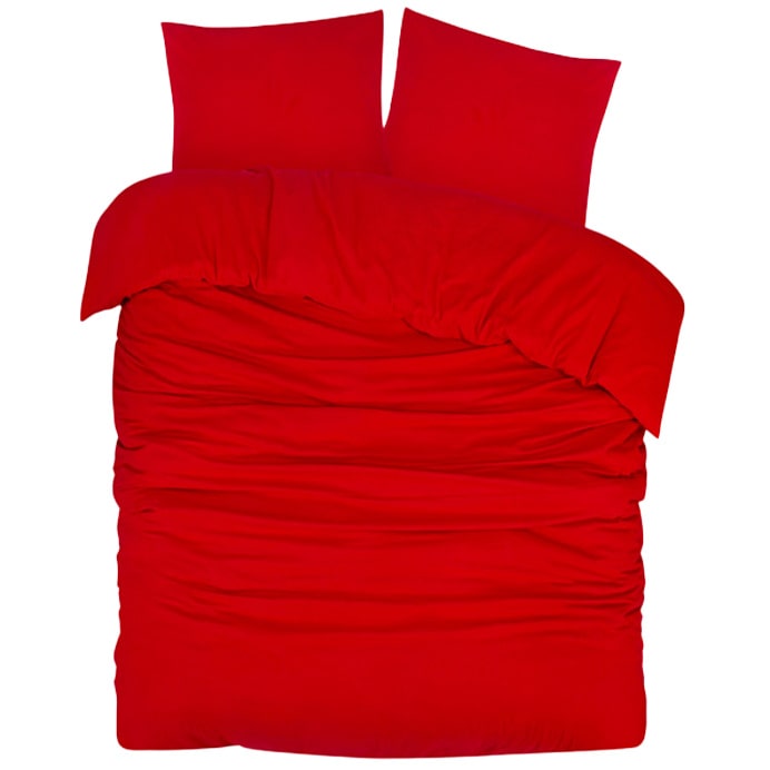 DoubleDry Dekbedovertrek Flanel Tweepersoons 200x200/220 cm + 2 kussenslopen 60x70 cm - 100% zacht katoen - fel rood