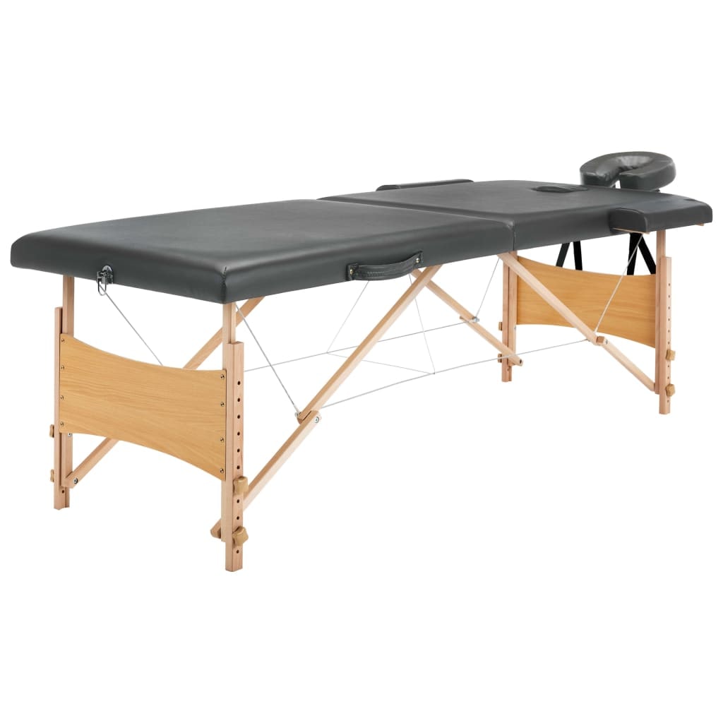 Helloshop26 - Lettino da massaggio a 2 zone struttura in legno 186 x 68 cm grigio antracite 02_0001800
