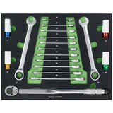 thumbnail of 6 x Werkstattwageneinlagen 520 x 400 mm bestückt mit 254 Teilen Chrom-Vanadium Werkzeug grün