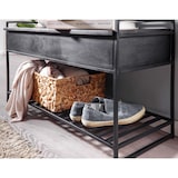 thumbnail of Sitzbank mit Stauraum 90x52x38 cm Mango Massivholz / Metall Flurbank Schwarz, Schuhbank mit Sitzfläche Klein, Schmale Garderobenbank mit