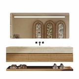 thumbnail of 【YT9865-120BKK】Waschbecken Set LED-Spiegel, Ablageplatte, Schrank Keramik Waschbecken, Spüle ohne Armaturenloch 120*55cm