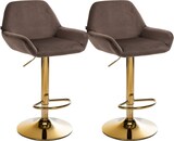 thumbnail of 2er Set Barhocker BIKEL - Samt Braun 51x52x89 cm Gold | Barstuhl Höhenverstellbar Mit Lehne Drehbar Tresenhocker Tresenstuhl Kneipenhocker