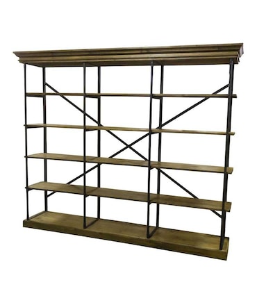 Scaffale in ferro e legno cerato L270 x P46 x H223